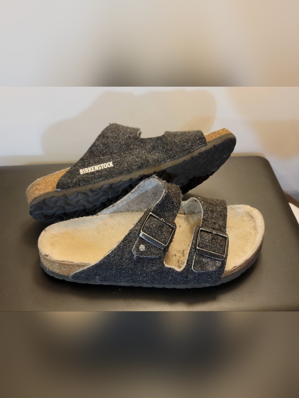 Birkenstock Arizona Rivet Doubleface Gray Wool Sandals